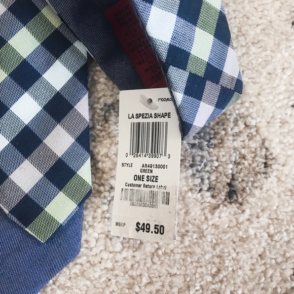 3 for $30 Alfani NWT Navy & Green Checkered Tie - Picture 3 of 3